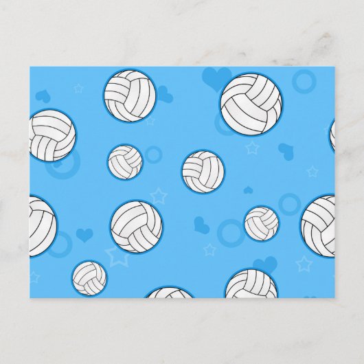 Cute Volleyball Pattern Blue Briefkaart (Voorkant)