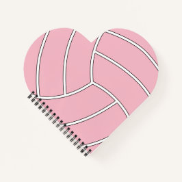 Cute Volleyball Player of Coach Custom Color Heart Notitieboek