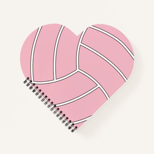 Cute Volleyball Player of Coach Custom Color Heart Notitieboek (Voorkant)