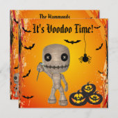 Cute Voodoo Doll & Pumpkins Halloween Party Kaart (Voorkant / Achterkant)