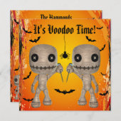 Cute Voodoo Dolls, Bats & Spider Halloween Party Kaart (Voorkant / Achterkant)