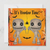 Cute Voodoo Dolls, Bats & Spider Halloween Party Kaart (Voorkant)