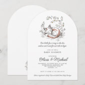Cute Vos Baby Shower Gebogen Kaart (Voorkant / Achterkant)