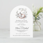 Cute Vos Baby Shower Gebogen Kaart (Staand voorkant)