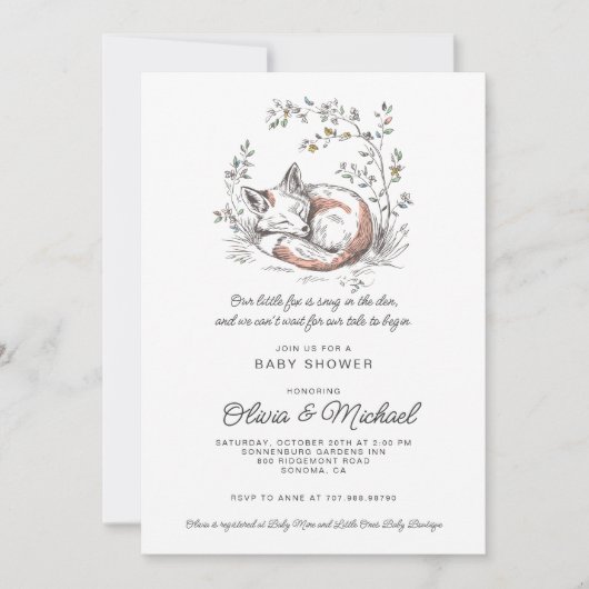 Cute Vos Baby Shower Kaart (Voorkant)