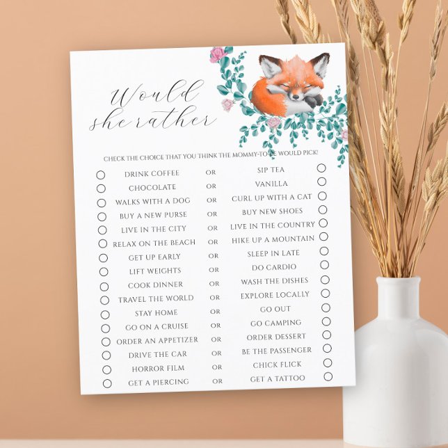Cute vos babyshower - Zou Zij Liever spel (Creator heeft geüpload)