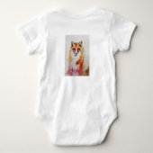 Cute Vos Eerste Verjaardag Oranje Vossen Waterverf Romper (Achterkant)