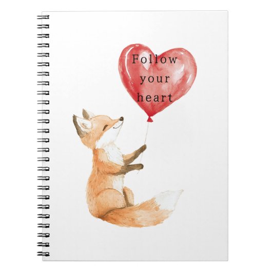 Cute Vos Hart Ballon Notitieboek (Voorkant)