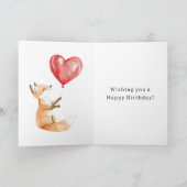 Cute Vos Hart Ballon Verjaardag Kaart (Binnen)