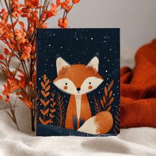 Cute Vos Illustratie Bos Kerstkaart Briefkaart