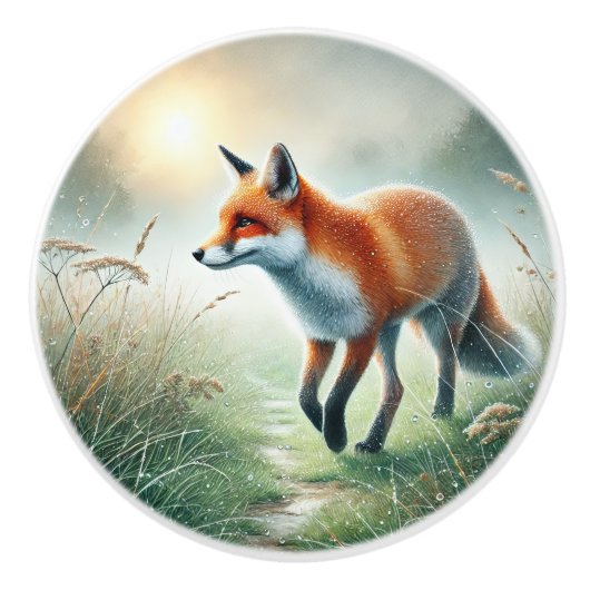 Cute vos kinderkamer keramische knop (Voorkant)