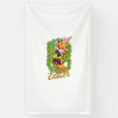 Cute Vos Konijnenoren Gelukkig Pasen Vos met Pasen Spandoek (Verticaal)