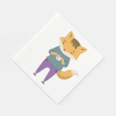Cute vos met kopje thee servet (Hoek)