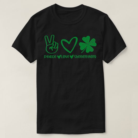 Cute Vrede Liefde Shenanigans Shamrock Gelukkig St T-shirt (Design voorkant)