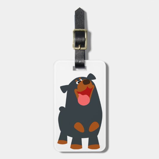 Cute Vriendelijke Cartoon Rottweiler Bagage Label (Voorkant verticaal)