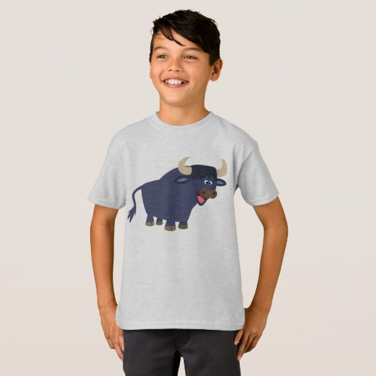 Cute vriendelijke cartoon stier kinderen T-shirt (Voorkant volledig)