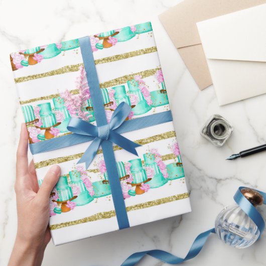 Cute Vrijgezellenfeest Wedding Cakes betegeld Cadeaupapier (Geschenken)