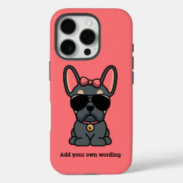 Cute Vrouw Blue Tan French Bulldog iPhone 16 Pro Hoesje