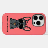 Cute Vrouw Blue Tan French Bulldog Case-Mate iPhone Case (Achterkant (horizontaal))