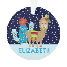 Cute Vrouw Kerstmis Llama met naam
