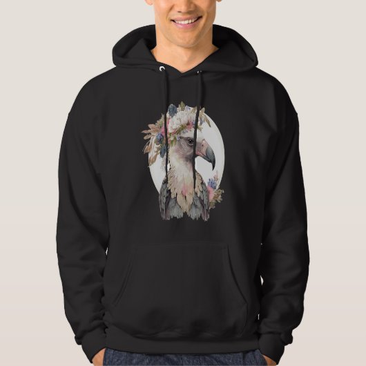 Cute Vulture Bird Flower Crown Floral Exotic Birds Hoodie (Voorkant)