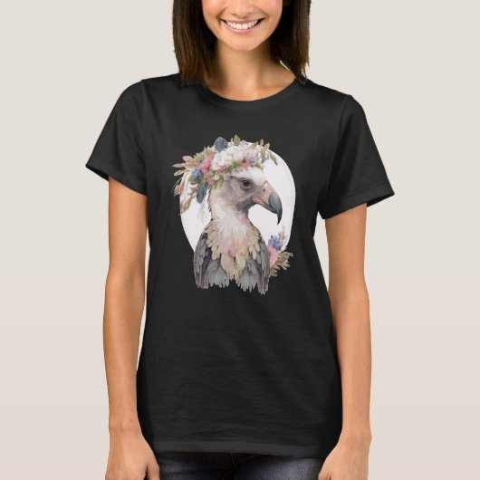 Cute Vulture Bird Flower Crown Floral Exotic Birds T-shirt (Voorkant)