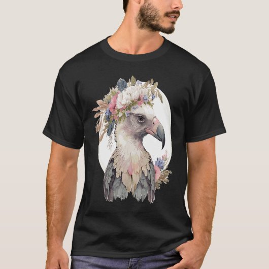 Cute Vulture Bird Flower Crown Floral Exotic Birds T-shirt (Voorkant)