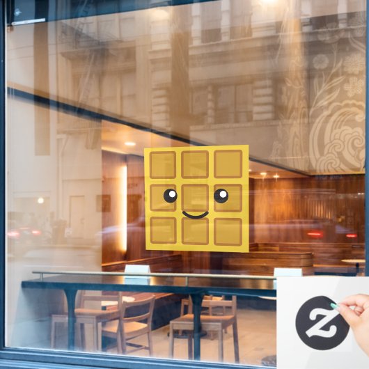 Cute Waffle Glass Raamsticker (Cafe Raam)