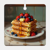 Cute Waffle Themed Christmas  Metalen Ornament (Voorkant)