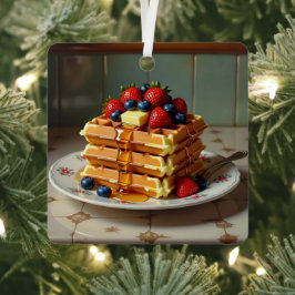 Cute Waffle Themed Christmas  Metalen Ornament