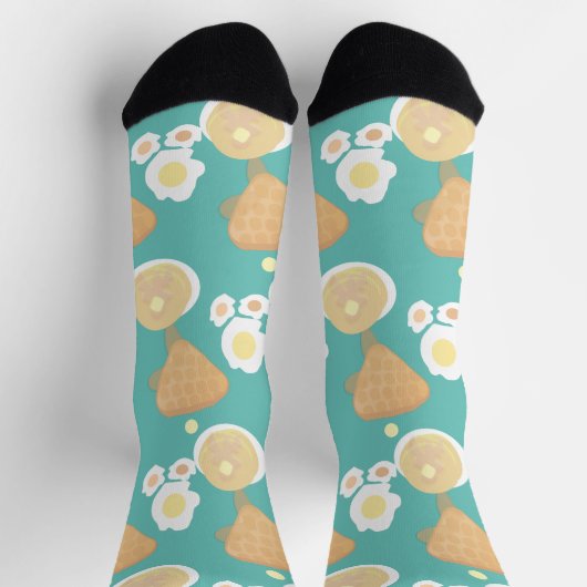 Cute Waffles Pancake Eggs Breakfast Buffer Sokken (Top)