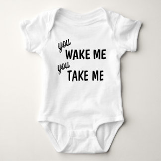 Cute WAKE ME, NEEM ME Baby Jersey Bodysuit. Romper