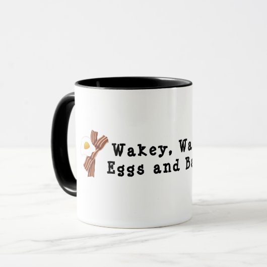 Cute Wakey, Wakey, Eggs en Bakey Coffee Mok (Voorkant links)