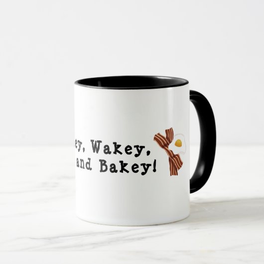 Cute Wakey, Wakey, Eggs en Bakey Coffee Mok (Voorkant rechts)