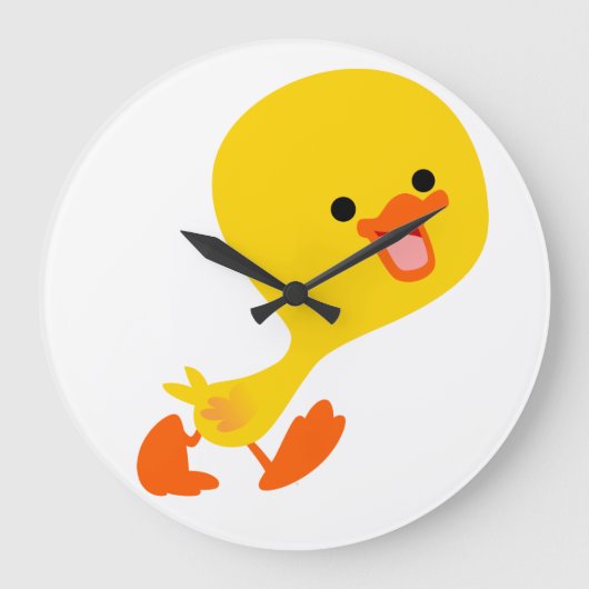 Cute Waling Cartoon Ducking Wall Clock Grote Klok (Voorkant)
