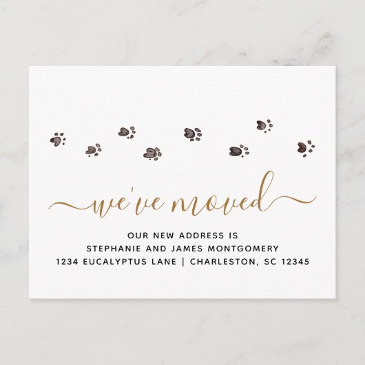 Cute Walk Drukt zwarte gouden beweging af Aankondigingskaart (Voorkant)