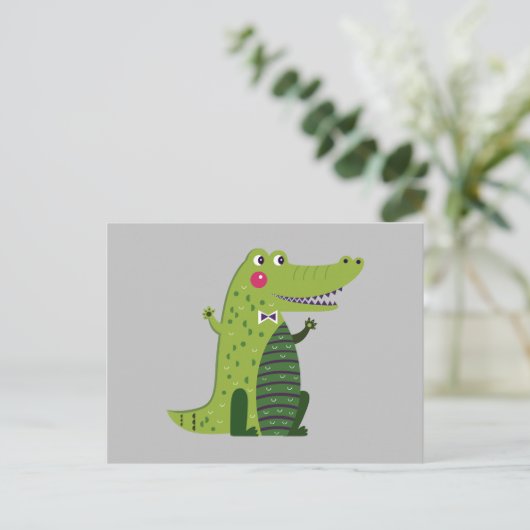 Cute Walking Alligator Briefkaart (Staand voorkant)