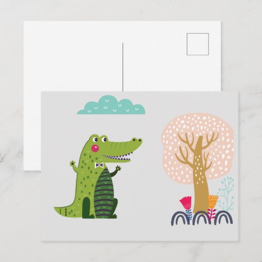 Cute Walking Alligator Briefkaart (Voorkant / Achterkant)