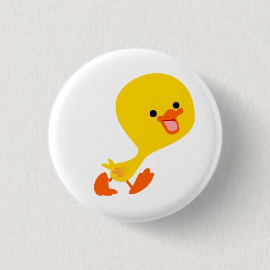 Cute Walking Cartoon Ducking Button Badge (Voorkant)