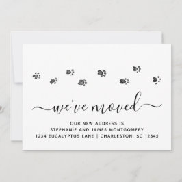 Cute Walking Paw Prints Moving Announcement Kaart