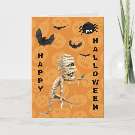 Cute Walking Zombie Kinder Halloween Kaart (Voorkant)