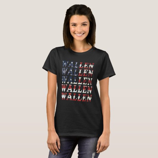 Cute Wallen American Flag Red White Blue Merch Ou T-shirt (Voorkant volledig)