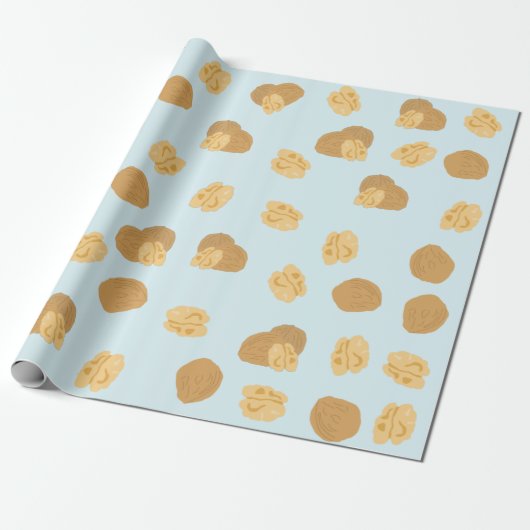 Cute Walnoten Nut Pattern Cadeaupapier (Uitgerold)