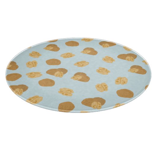 Cute Walnoten Nut Pattern Pastel Blue Snijplank (Hoek)
