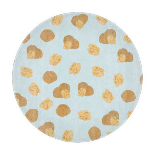 Cute Walnoten Nut Pattern Pastel Blue Snijplank (Voorkant)