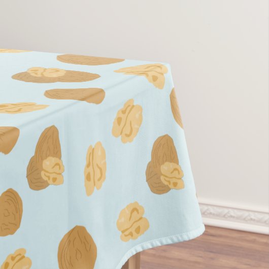 Cute Walnoten Nut Pattern Pastel Blue Tafelkleed (Voorbeeld)
