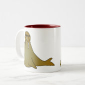 Cute Walrus Cartoon Tweekleurige Koffiemok (Voorkant links)