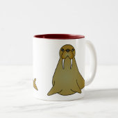Cute Walrus Cartoon Tweekleurige Koffiemok (Voorkant rechts)