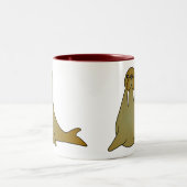 Cute Walrus Cartoon Tweekleurige Koffiemok (Center)