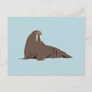 Cute Walrus Illustration Feestdagenkaart